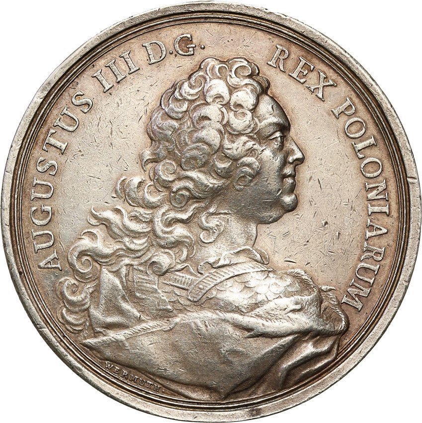 August III Sas. Medal nagrodowy orła białego 1743, Lipsk Christian Zygmunt Wermuth